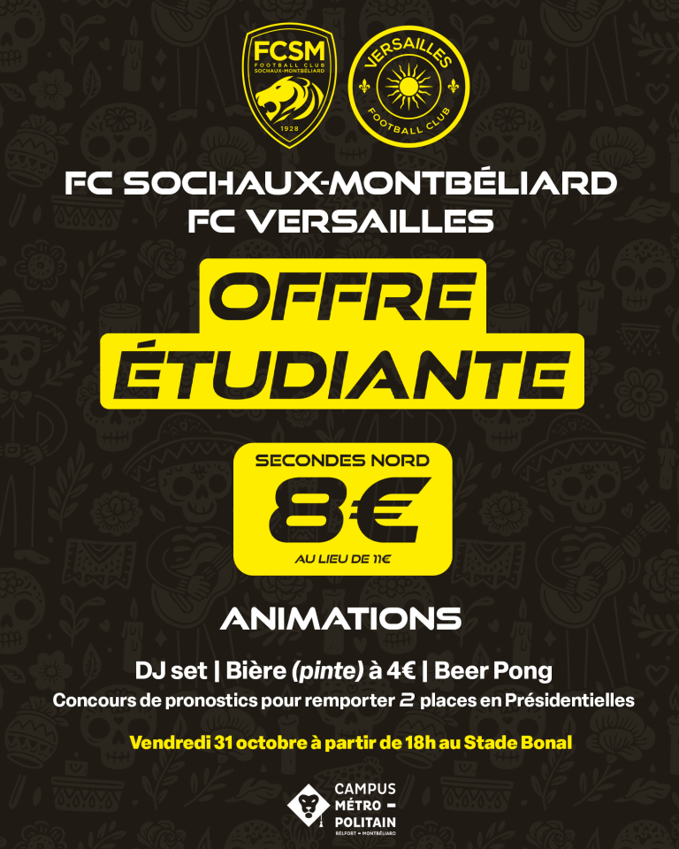 Soirée étudiante Halloween : Match FCSM vs FC Versailles