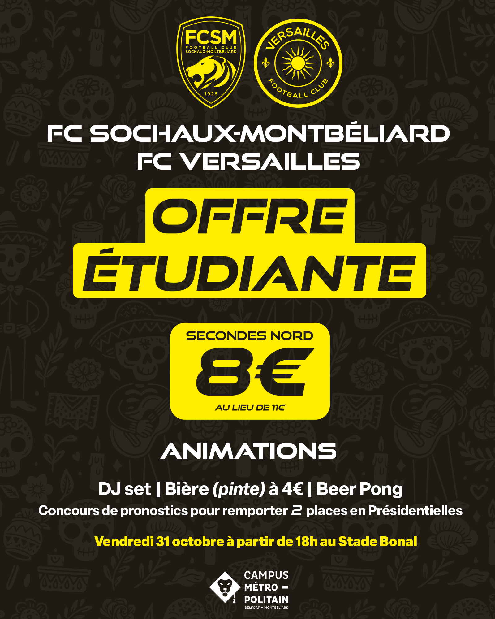 Soirée étudiante Halloween : Match FCSM vs FC Versailles